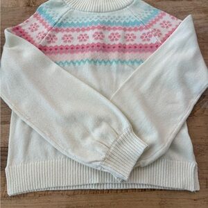 Janie and Jack Cream Sweater with Pink and Blue Accents